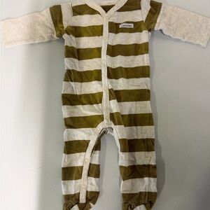 Calvin Klein Olive and Cream Striped Footie